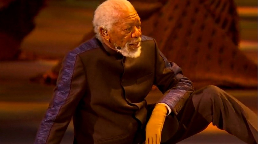 Morgan Freeman estuvo en la inauguración del mundial.(Capture.)