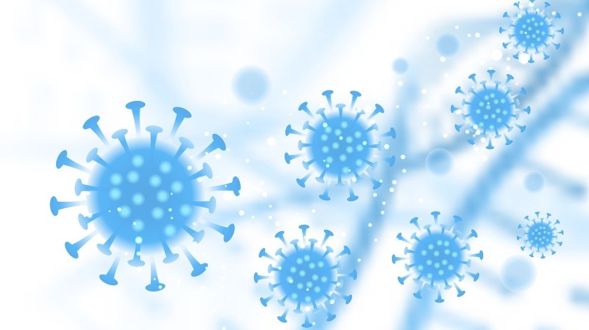 Medical background with abstract virus cells depicting global pandemic