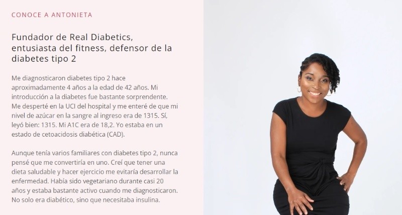 Esta mujer decidió crear una página para ayudar  a otros con diabetes. Foto: Realdiabetics.com 