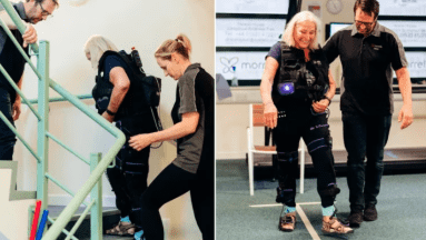 Mujer vuelve a caminar luego de usar un pantalón creado con inteligencia artificial