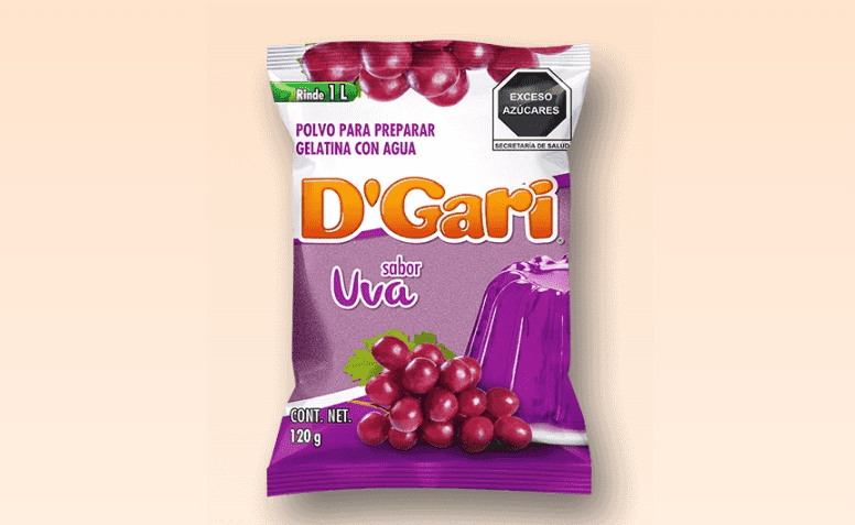  El Poder del Consumidor analizó el polvo para preparar gelatina D'Gari sabor uva y encontró que tiene edulcorantes que pueden dañar la salud de los niños. Foto: Internet